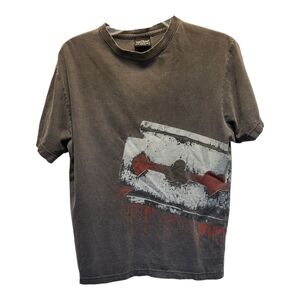 Alchemy Gray and Red Short Sleeve Graphic Tee with Gambler's Design - Size M